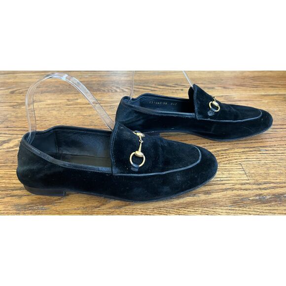 GUCCI Black Velvet Suede Horsebit Slip On Loafer Shoes Women's Size EU 38 US 7.5 - Picture 4 of 12